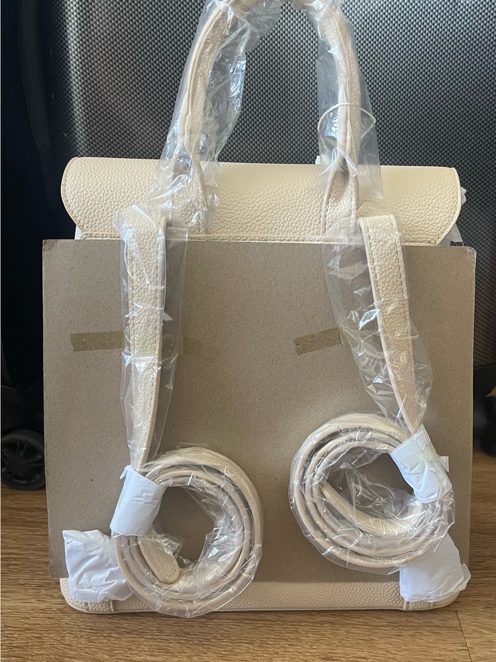 Soft Beige Top-Handle Backpack - Picture 7 of 16